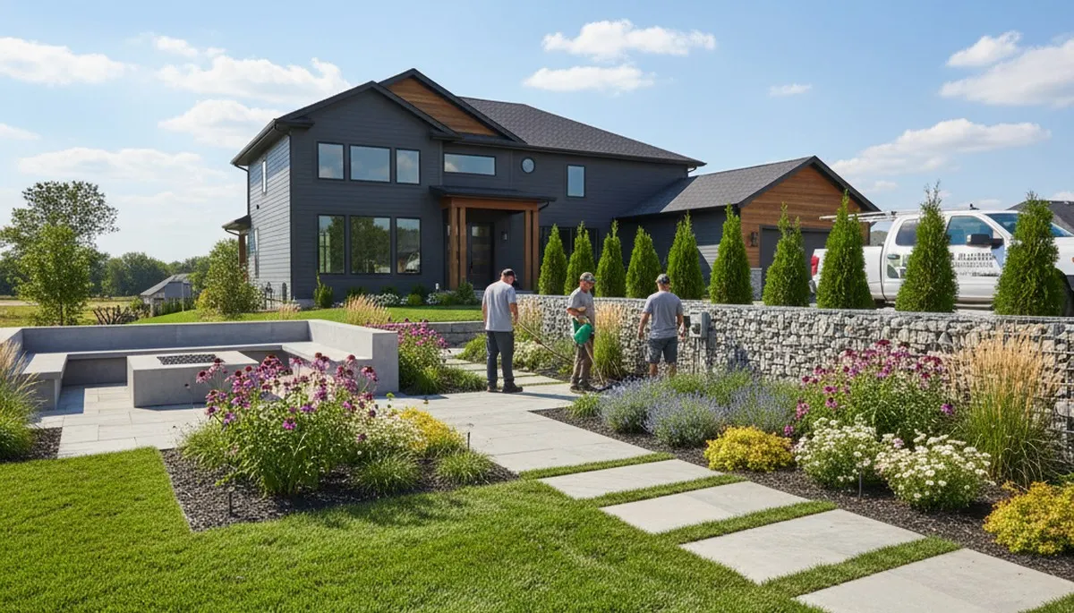 Landscaping team providing lawn care services in Olathe, KS