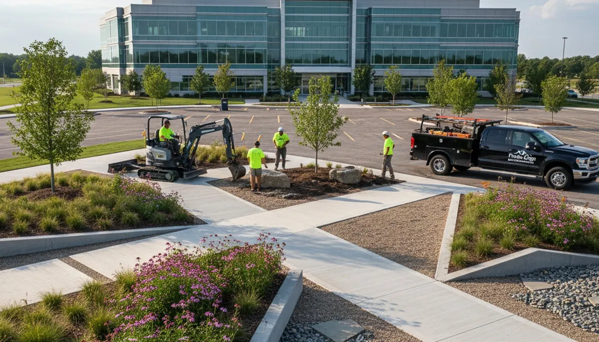Landscaping crew providing lawn care services in Olathe, KS