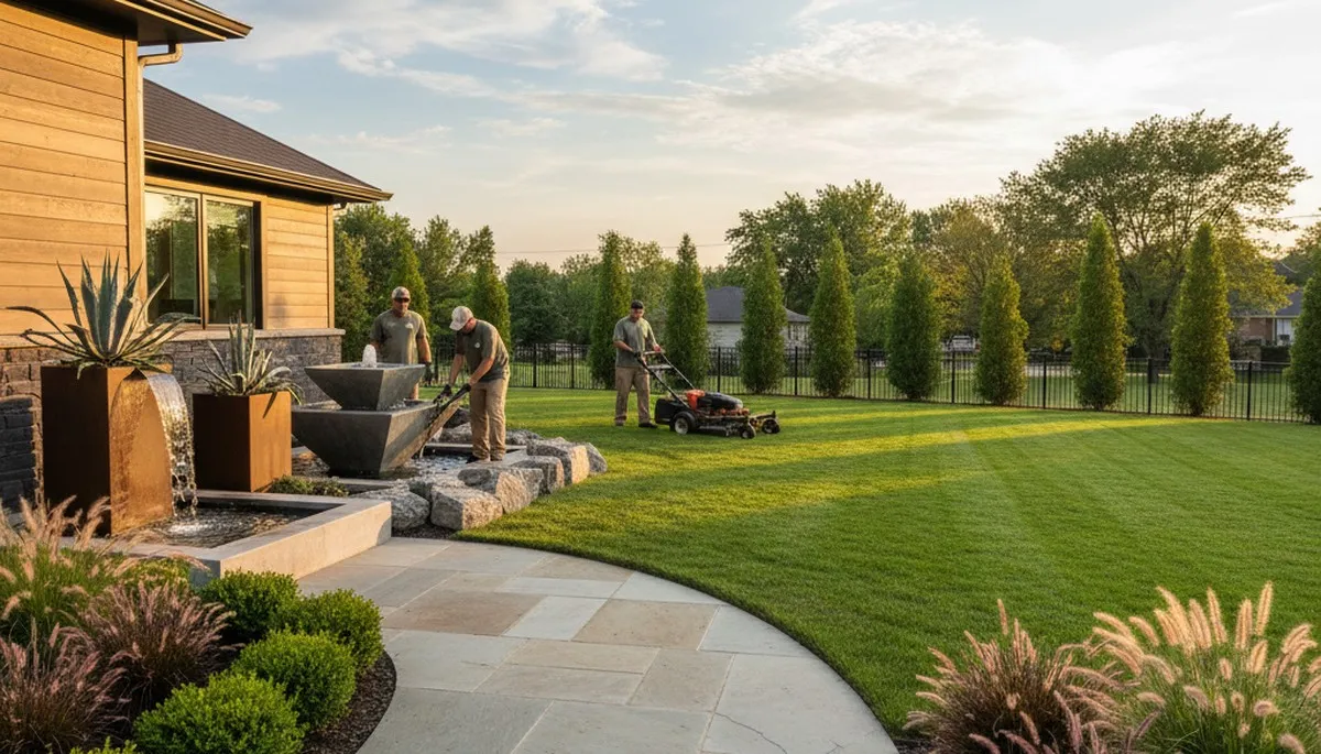 Landscaping crew providing lawn care services in Olathe, KS