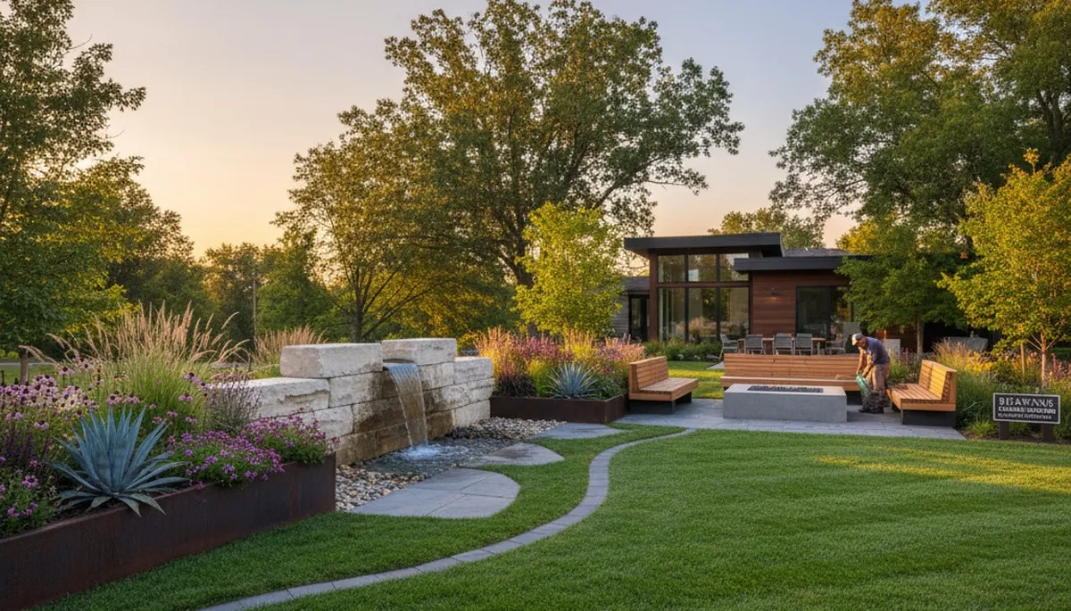 Landscaping crew providing lawn care services in Olathe, KS